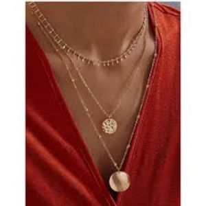 New! Gold round stack necklace.